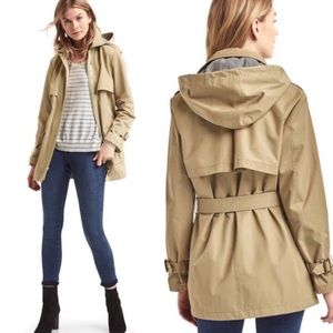 GAP Water Resistant Khaki Short Trench Coat